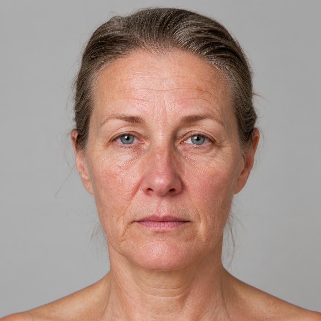 Before using NAD+ EGF Firming Serum — pronounced wrinkles, uneven tone and visible skin texture
