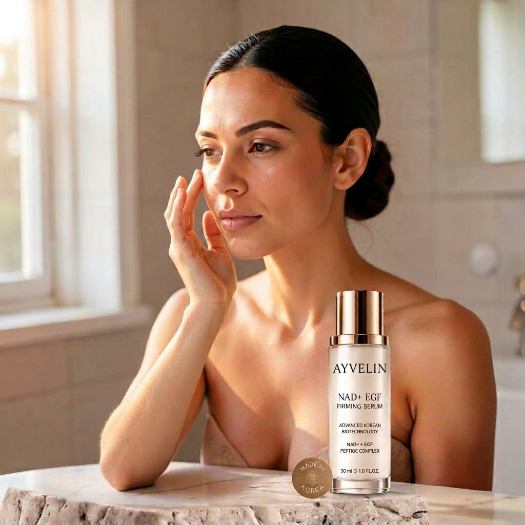 Verified customer holding the AYVELIN serum bottle